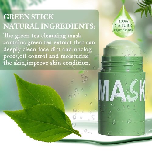 MISS OCEAN Green Tea Deep Cleanse Mask for Face,Blackhead Remover Face Mask,Poreless Deep Cleanse Mask Stick for Purifying,Moisturizing,Oil Control Reduce for Women and Men,2PCS