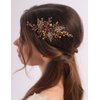 BERYUAN Christmas Rhinestone Beads Crystal Leaves Hair Comb Red and Green Rhinetone Crystal Hair Comb Rhinestone Headpiece for Christmas Wedding Party for Women (red and green)