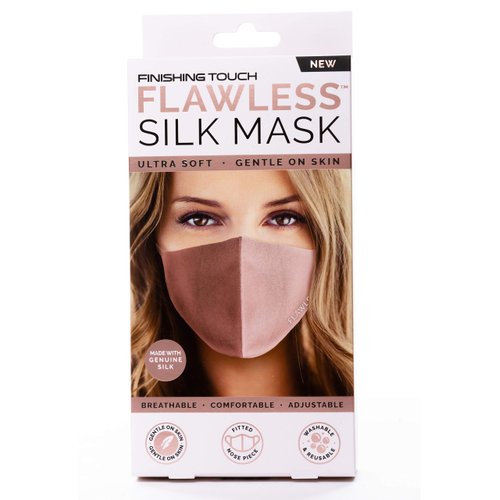 Finishing Touch Flawless Silk Face Mask Washable Soft and Gentle on Skin, Blush, 1 Count