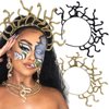 BASEMMAHER 2Pcs Halloween Medusa Snake Headband Greek Goddess Headdress Cosplay Costume Headpiece Egypt Black Gold Snake Hair Accessories for Women Girls Halloween Masquerade Party Supplies