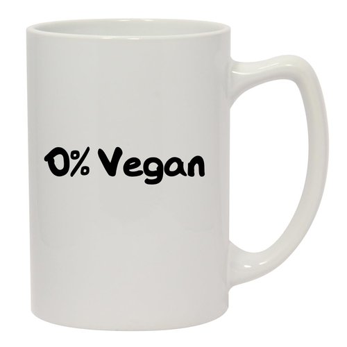 Knick Knack Gifts 0% Vegan - 14oz Ceramic White Statesman Coffee Mug, White