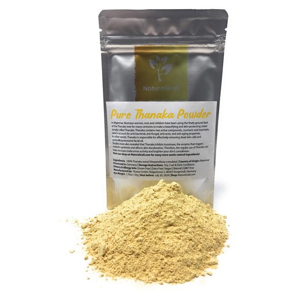 Pure Thanaka Powder - Tanaka From Thailand - Ingredients: 100% Thanaka Wood Powder (Hesperethusa Crenulata) - Net Weight: 1.76oz / 50g