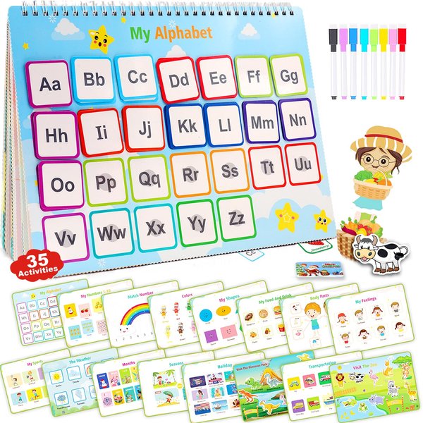 Shining Energy Busy Book Learning Toys for 3 4 5 Year Old Toddler - Kids Preschool Learning Activities Newest 35Themes Activity Binder Early Educational Autism Sensory Travel Toys Gifts for Boys Girls