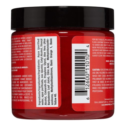 MANIC PANIC Wildfire Red Hair Dye – Classic High Voltage - Semi Permanent Hair Color - Reddish Orange Shade - Glows in Blacklight - For Dark & Light Hair – Vegan, PPD & Ammonia Free - Hair Coloring