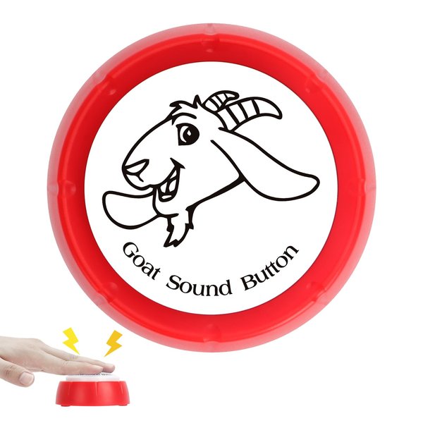 COZYMATE Shrieking Goat Desk Toy Button for Men Women Funny Buttons with Goat Sound Prank White Elephant Gag Gifts for Office (Red, 1P)