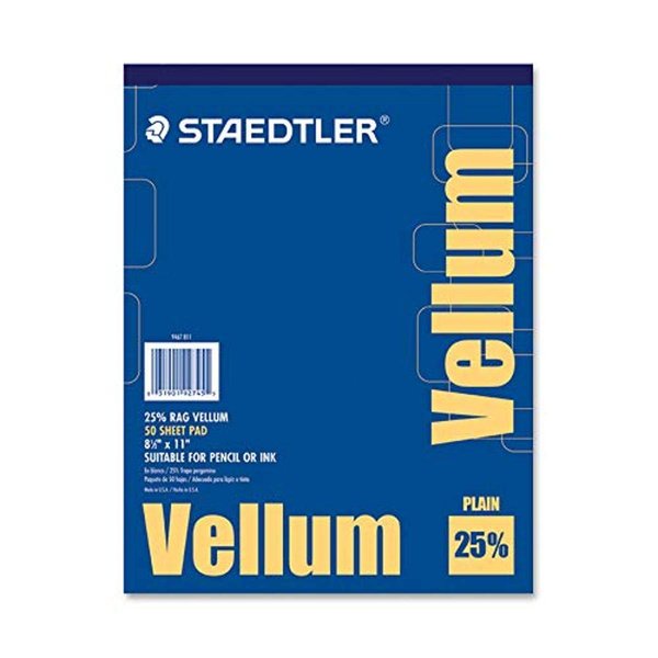 Staedtler Mars Vellum Pad, 16 lb., 50 Sheets, 8-1/2"x11" (STD946T811)