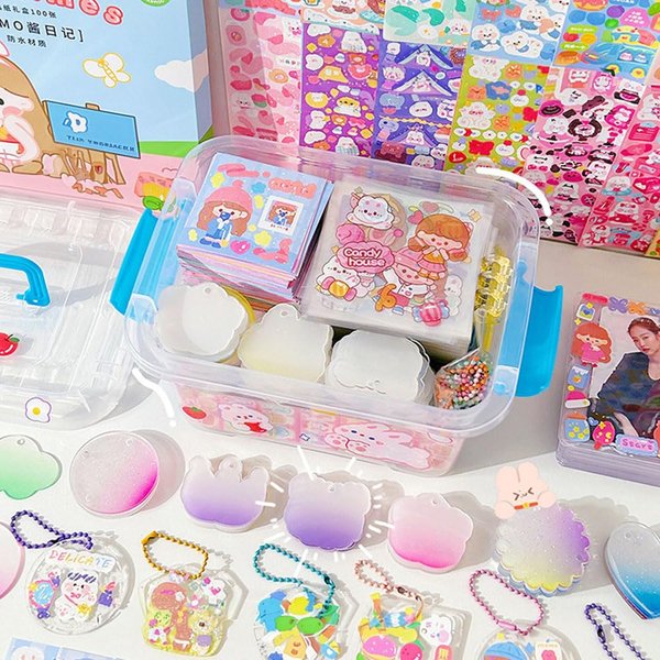 ERANC 269 PCS Gu-ka Laser Sticker Set Combination, Various Shapes of Gupan are Material Bags for Girls to DIY (A0803)