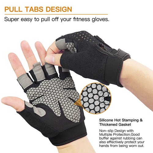 Hopedas Workout Gloves Weight Lifting Gloves Palm Support Protection for Men Women, Exercise Gloves Sports for Training, Fitness, Gym, Black