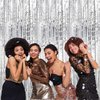 Silver Foil Fringe Curtains Metallic Tinsel Shimmer Curtain Party Backdrop Decorations,Pack of 4