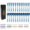 Blue Spoons and Forks, KITWARE 24 Pieces Silverware Set Service for 12, Color flatware, Stainless Steel CutleryTableware for Home, Travel, Hotel, Resturant, Dishwasher Safe