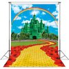 Green Castle Yellow Brick Road Backdrop for Party Decorations 5x7FT Rainbow Floral Castle Gold Brick Road Photography Background Baby Shower Princess Party Decorations Supplies