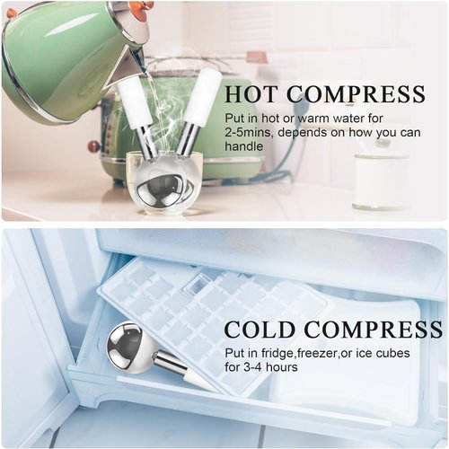 AUKL Ice Globes Stainless Steel Beauty Facial Massager for Face & Eyes, Unbreakable Stainless Steel Cryo Sticks for Beauty Routines, Facials Cold Roller Cooling Globes(Silver,1Pack)