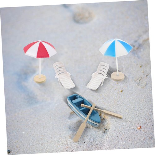 KOMBIUDA 1 Set Beach Sand Table Decoration Miniature Beach Ornaments Dollhouse Beach Chair Mini Beach Ornaments Miniature Sailing Boat Model Mini Sailing Boat Resin Crafts Succulents Child