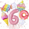 Donut 6th Birthday Decorations,Sweet 6th Birthday Party Decorations for 6th Birthday Donuts Foil Balloons Sweet 6th Donut Birthday Party Decorations Party Supplies Backdrops for Girls