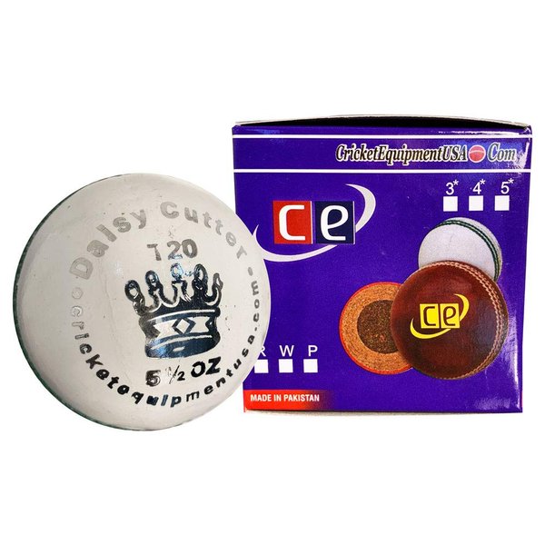 CE T20 Daisy Cutter White Leather Cricket Ball by Cricket Equipment USA (5.5 Ozs, T20 Daisy Cutter White)