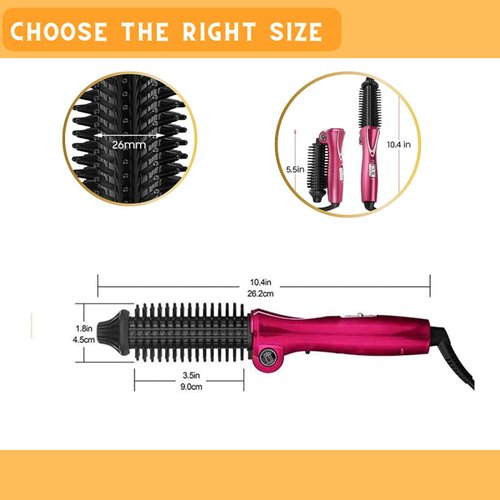Mini Collaspe Hair Curler, Tangle-Free Curling Iron Brush and Volumizer, 1 inch Dual Voltage Travel-Friendly Tourmaline Ceramic Ionic Brush Styling Wand（Don't Blow Air