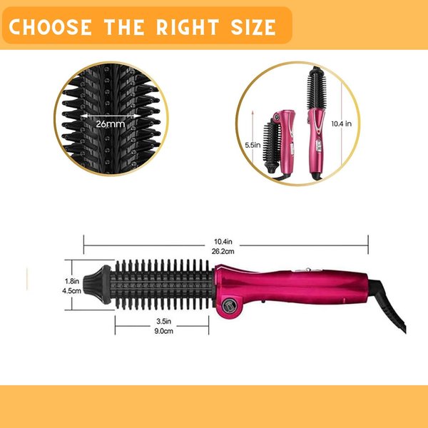 Mini Collaspe Hair Curler, Tangle-Free Curling Iron Brush and Volumizer, 1 inch Dual Voltage Travel-Friendly Tourmaline Ceramic Ionic Brush Styling Wand（Don't Blow Air