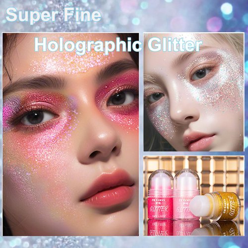 Body Glitter Roll on Festival Glitter Gel Makeup for Hair Face and Body Color Changing Glitter Gel Rave Party Makeup (25ml,White #01)