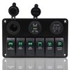 Riloer 6 Gang Rocker Switch Fuse Panel, Waterproof Digital Voltmeter Display with Dual USB Charger for RV Marine Car Vehicles Truck Boat (Green Light)