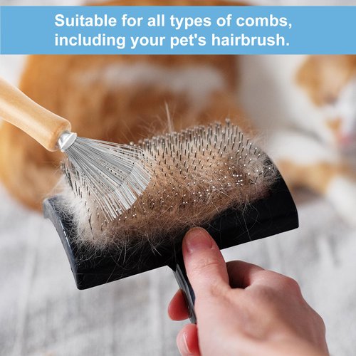 TIESOME Hair Brush Cleaner, Hairbrush Cleaner Tool with Stainless Steel Rake, Mini Hair Brush Remover, Small Hair Dirt Remover Brush for Home and Salon Use