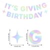 Pre-Strung It's Giving Birthday Banner -8.2 Feet Sparkle Iridescent Banner Fun Birthday Party Decorations Birthday Banner Sign 21st Bday Supplies Holographic Glitter Garland Decor No DIY