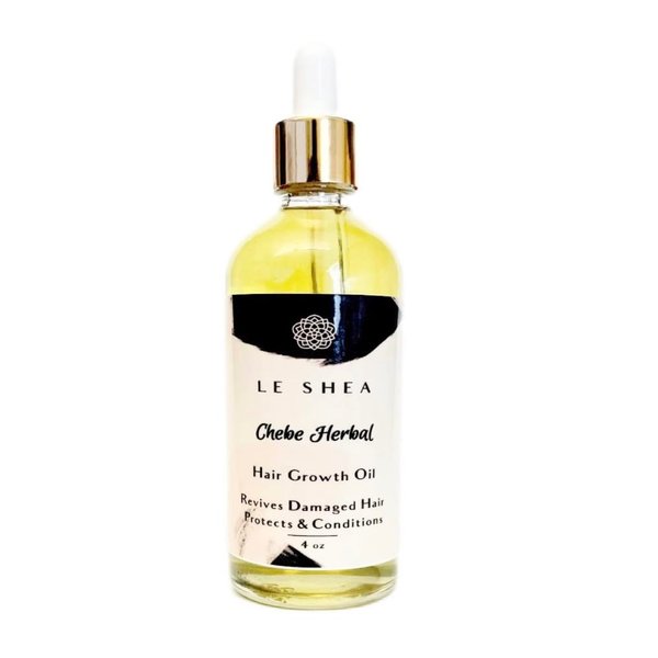LE SHEA Chebe Hair Oil 27 in 1 Tea Tree & Peppermint Hair Growth Oil Moisturizer, Root Stimulator, Itchy Scalp Treatment with Olive Oil, Jamaican Black Castor Oil, Amla Oil, Apricot, Hempseed Oil Dry Damaged Hair Beard Locs Twists Braids Glass Bottle 4 oz