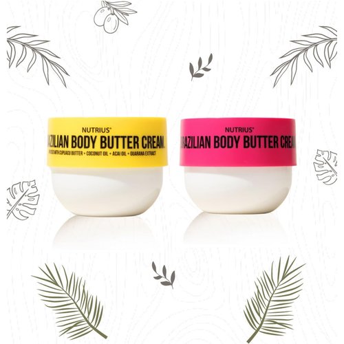 Nutrius Brazilian Body Butter Cream - Coco + Berry Bliss (2 x 6 FL OZ)
