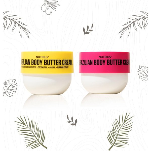 Nutrius Brazilian Body Butter Cream - Coco + Berry Bliss (2 x 6 FL OZ)