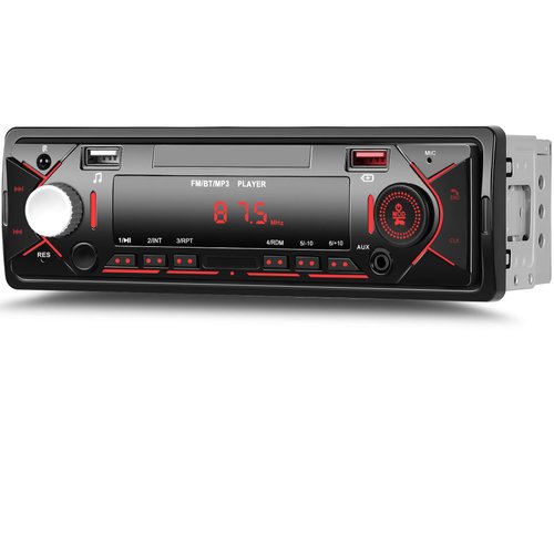 UNITOPSCI Single Din Bluetooth Car Stereo Multimedia Car Audio Receiver, Hands-Free Call, FM Radio Car MP3 Player, Auxiliary Audio/USB Input, Fast Charge LCD Digital Display Media Player