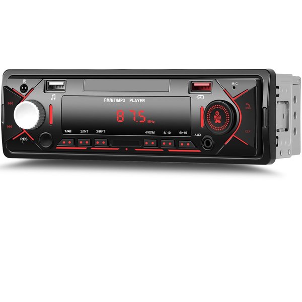 UNITOPSCI Single Din Bluetooth Car Stereo Multimedia Car Audio Receiver, Hands-Free Call, FM Radio Car MP3 Player, Auxiliary Audio/USB Input, Fast Charge LCD Digital Display Media Player