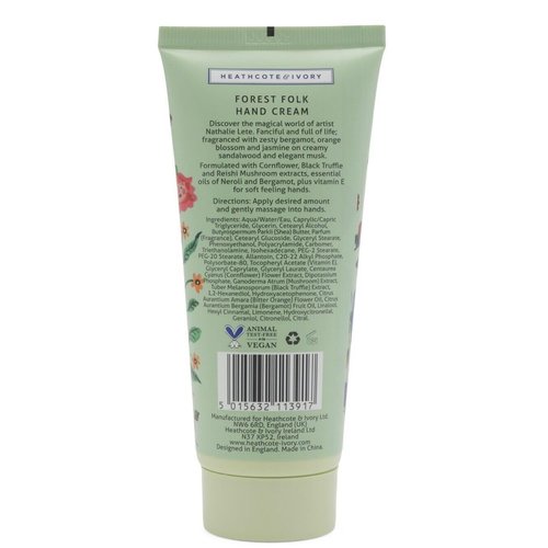 Heathcote & Ivory Nathalie Lete Forest Folk Orange Flower Hand Cream Bird 3.3oz
