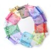Zhiheng 100pcs Organza Wedding Party Gift Bags Butterfly Drawstring Pouches Jewelry Gift Bags Christmas Party Gift Favor Bags (4"x6", Purple)