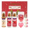 Pomegranate Skin Care Set,Skincare Gift Set With Body Shimmer Oil,Serum,Body Lotion,Sea Salt,Soap Flower- Christmas Set For Women,Bath Gift Set for Women,Bath And Body Gift Set