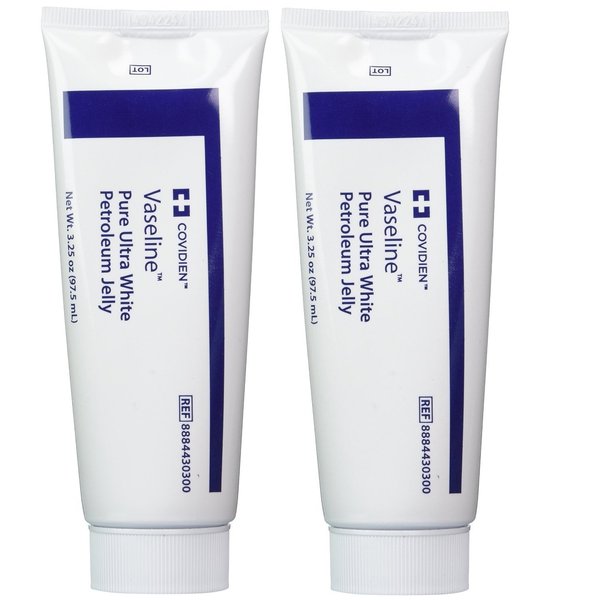 Vaseline Pure Ultra White Petroleum Jelly Ointment, Kendall, 2-pack, 3.25 oz. each
