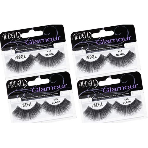 Ardell False Eyelashes Glamour Strip Lashes 115 Black 4 Pack