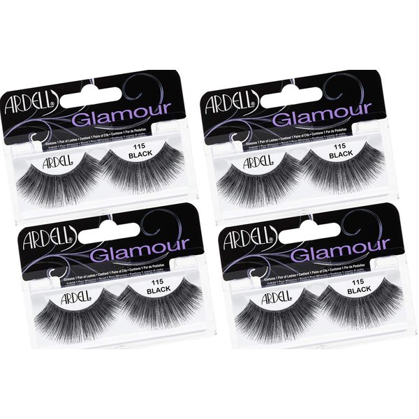 Ardell False Eyelashes Glamour Strip Lashes 115 Black 4 Pack