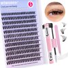 DIY Lash Extension Kit, 240pcs Eyelash Extension Kit Individual Cluster Lashes Extension DIY Eyelash Extension Kit DD Curly Natural Wispy Lashes with Lash Bond and Seal at Home Lash Extensions Kit for Self Application (30p, 8-16mm)