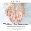 Catery Bride Wedding Headband Pearl Hair Vine Bridal Headpiece Hair Accessories for Women and Girls (Gold)