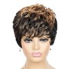 Short Pixie Cut Wig Synthetic Short Curly Wigs for White/Black Women Shot Layered Wavy Hair Wig With Bangs,Daily Wig (Mixed black&blonde 1H27#)