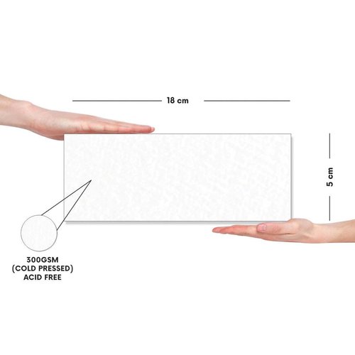 Zen Sangam Artists’ - Bookmark Gouache Glued Sketch Paper Pad - 300 GSM - Cold Pressed - (24 Sheets) - Rough Grain Surface - Size (18x5cm) - Gouache Book