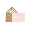 Thank You Cards - Blank 50 Pack Pink Matte Finish Cards with Silver Foiled "Thank You" Printed with 52 Confetti Design Kraft Envelopes 4" x 6" - for Bridal Shower Baby Shower Birthday Party