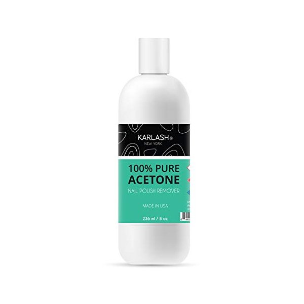Karlash Professional 100% Pure Acetone Polish Nail Remover 8 oz - Quick, Professional Nail Polish Remover - For Natural, Gel, Acrylic, Sculptured Nails