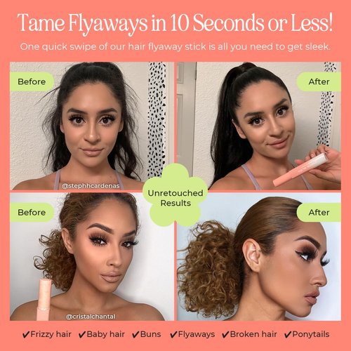 INH Hair Mascara for Flyaways | Quick Slick Hair Finishing Stick for Flyaways, Frizz Control, & Slick Back Look | Non Greasy & Non Comedogenic Smoothing Serum & Frizz Tamer Wand | Strawberry Jam, 18ml