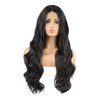 Imeya #2 Darkest Brown Lace Front Wigs For Women- 24” Middle Parting Body Wave Wig With Natural Hairline 13x4 Swiss Lace Wig Heat Friendly Fiber Wig 150% Density (#2, Brown Tend To Black, 24 Inches)