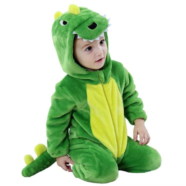 QIAONIUNIU Halloween Baby Green Dinosaur Costumes Toddler Onesie Infants Cosplay Romper 12-18 Months