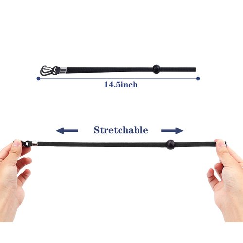 Mask Lanyard Elastic Extra Long Face Mask Extender Strap with Double Holder Clips & Adjustable Cord Locks Pack of 5，Mask Lanyard for Men & Boys
