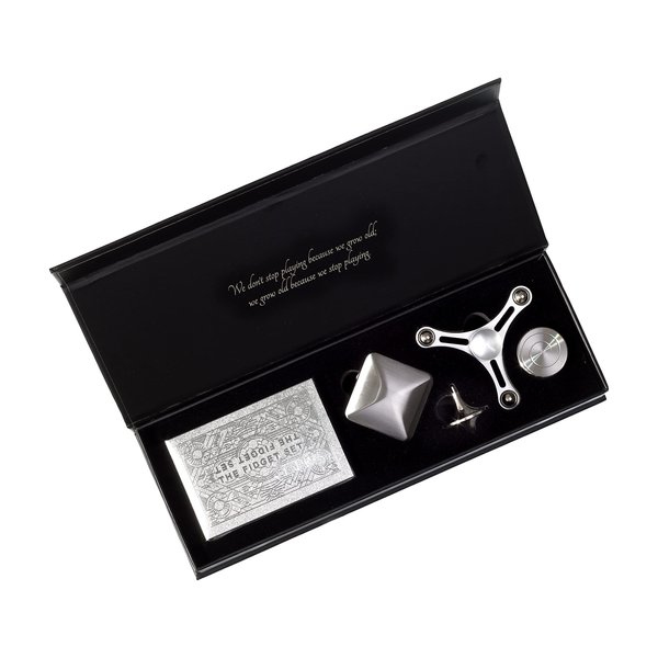The Fidget Set Classic | Classy Metal Fidget Items, Fidget Toys for Adults with Anxiety, ADHD Tools for Adults | Office Desktop Gifts for Him