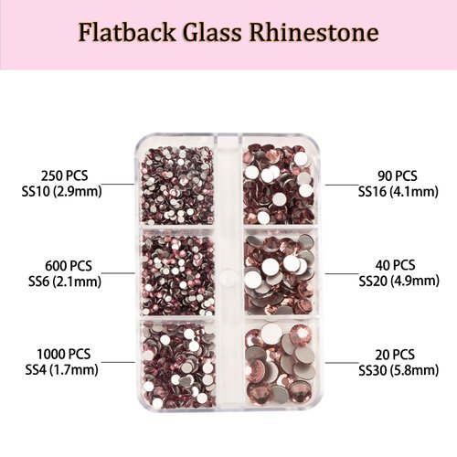 2000Pcs Dark Purple Flatback Rhinestones for Nail Art,Mix 6 Size Flat Back Glass Rhinestone Half Round Crystals Rhinestones for Craft DIY with Picking Pen,SS4-SS30