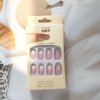 Short Press on Nails Oval Shape Fake Nails Pink White Gradient Short Nails White French Nail Tip Glue on Nails Glossy Short Oval Acrylic Nails Stick on Nails for Women Girls
