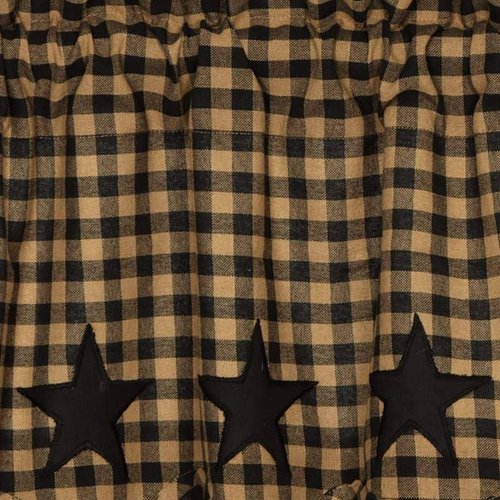 VHC Brands, Black Star, Cotton, 16x72, Scalloped Valance, Black